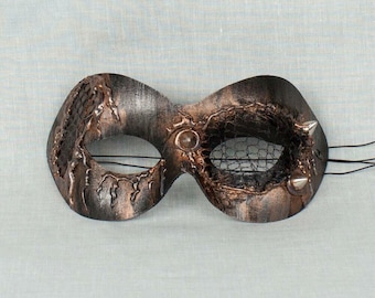 Bronze Scary Masquerade Mask with Spikes, Masquerade Ball & Party Mask, Halloween Mask