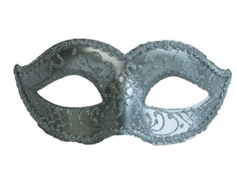 Silver Venetian Style Masquerade Mask, Costume Ball Mask, Masquerade Party Mask, Unisex Masquerade Mask