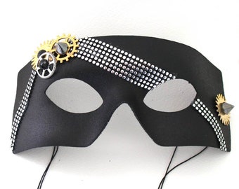 Black Steampunk Masquerade Mask, Masquerade Mask for Men, Halloween Mask, Masquerade Ball and Party Men's Mask