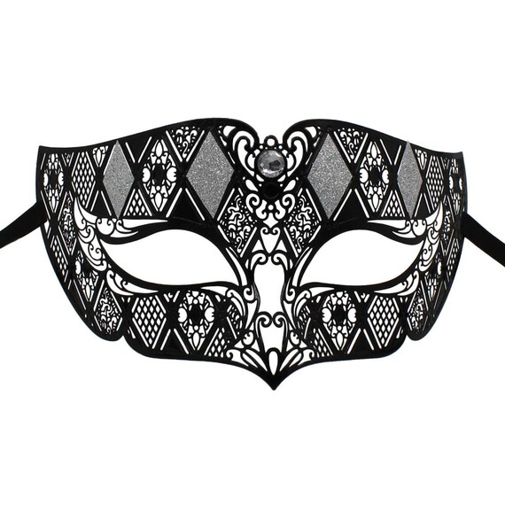 Black Silver Metal Male Masquerade Mask Costume Mask For Etsy
