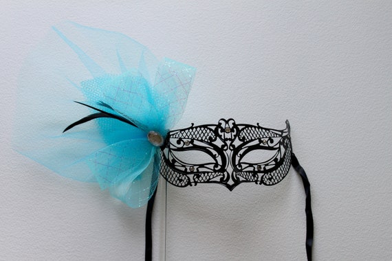 Delicato Veneziano Fantasma Stile Metallo Nero Mask Masquerade prom.uk. ballo