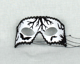 Haunted White and Black Masquerade Mask for Men, Masquerade Ball & Party Mask, Halloween Mask