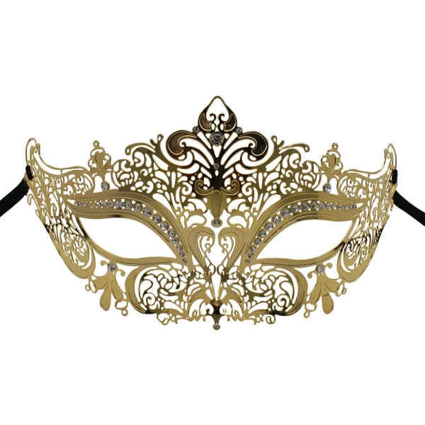 Gold Metal Masquerade Mask, Costume Ball Mask, Masquerade Filigree Mask, Laser Cut Mask, Masquerade Mask for Women, Party Mask