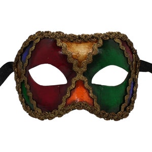 Venetian Colors Colombina Masquerade Mask, Costume Ball Mask, Masquerade Party Mask, Italian Masquerade Mask