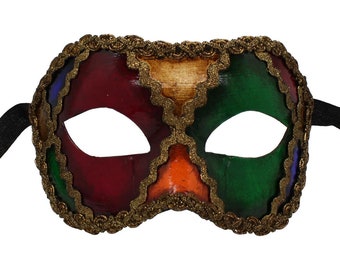 Venetian Colors Colombina Masquerade Mask, Costume Ball Mask, Masquerade Party Mask, Italian Masquerade Mask