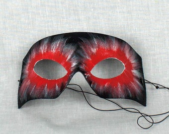 Ghostly Masquerade Mask for Men, Masquerade Ball & Party Mask, Halloween Mask, Black and Red Masquerade Mask