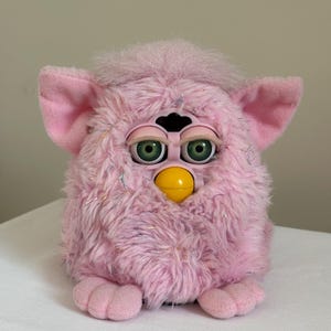 Vintage 1999 Pink Crystal Sparkle Furby Baby: Rare Green Eyes