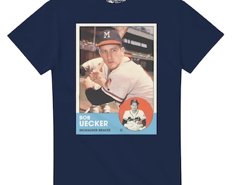 T-shirt Bob Uecker : carte de recrue dans le baseball de Milwaukee - style vintage