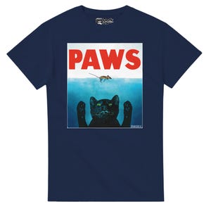 Paws Funny Cat Jaws Parody T-Shirt - Free Shipping - 15% off 2 or more shirts with code SAVE15