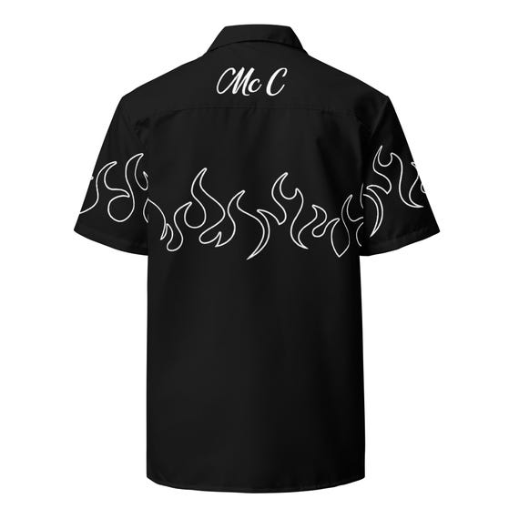 Big Ern Mccracken Bowling Shirt, Flame Print (kingpin Movie Tee