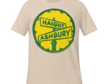 Retro Haight Ashbury T-Shirt, San Francisco Style (100% Cotton)