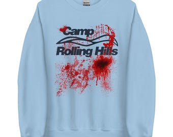 Camp Rolling Hills Sweatshirt: Retro Horror Movie Design (Unisex Sizes)