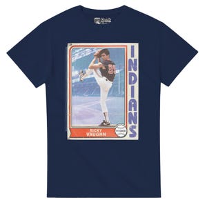 Camiseta retrô com estampa de cartas colecionáveis Ricky "Wild Thing" Vaughn - Frete grátis - 15% de desconto em 2 ou mais camisetas com o código SAVE15
