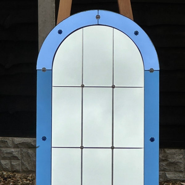 Art deco cobalt blue mirror