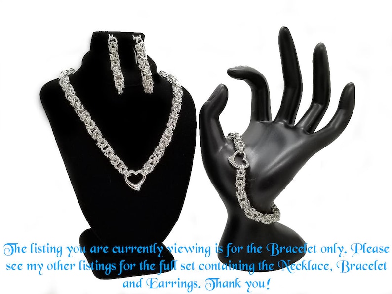 Silver Byzantine Heart Chainmaille Bracelet