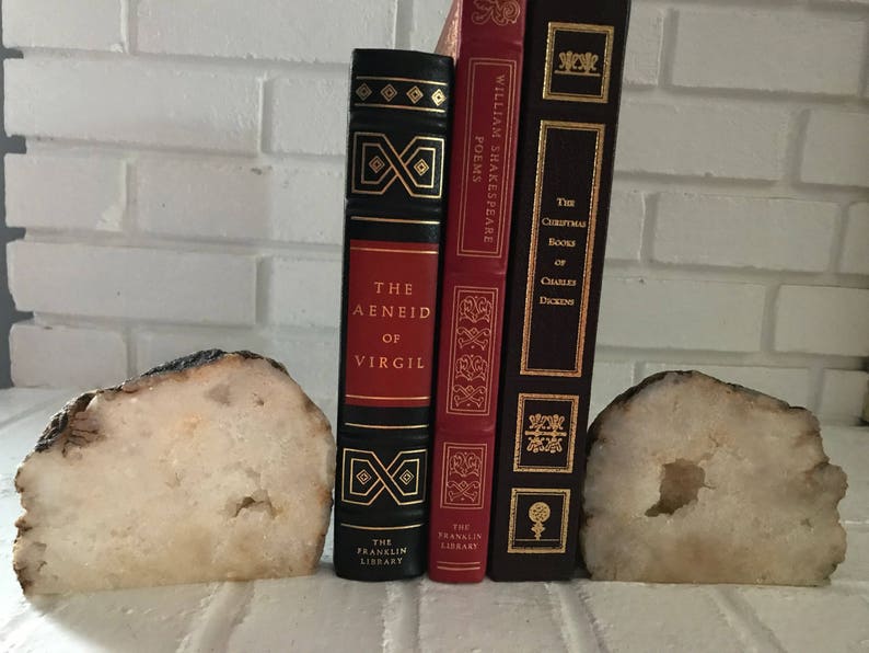 White Quartz, Geode Bookends - Etsy