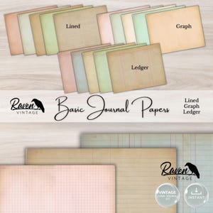 Basisdagboekpapieren - vintage afdrukbaar papier ambacht voor ongewenste dagboekachtergrond en ephemera digitale download plakboek bekleed grafisch grootboek