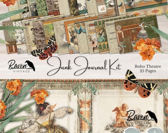 Boho Theatre  - Junk Journal Kit Printable Vintage Papers and Ephemera