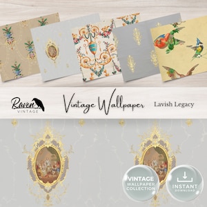 Lavish Legacy Vintage Wallpaper Digital Kit for Junk Journal Printable Ephemera Paper Shabby Chic Floral Collage Printable Download