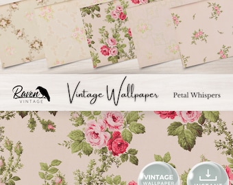 Petal Whispers - Utskrivbart kit med autentiska vintagetapeter för skräpjournaler och pyssel