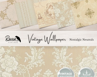 Nostalgic Neutrals - Authentic Vintage Wallpaper Printable Kit for Junk Journals & Crafts