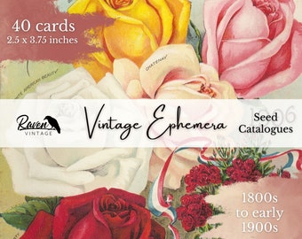 Vintage Seed Catalogue Ephemera - Floral Junk Journal Cards (Digital Download)