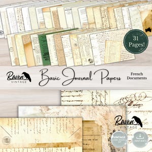 Basic Journal Papers - French Documents Vintage Junk Journal Handwritten Script Historical Paper Antique French Letter Digital Download