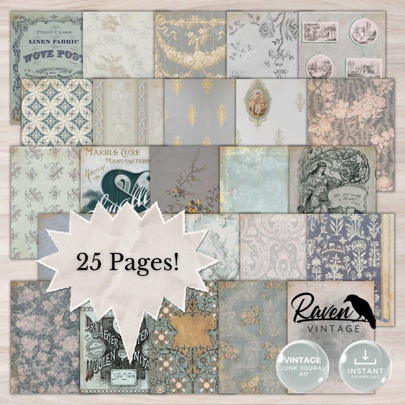 Journal Blue Basic Basic Journal Pages – Steely Blue: Vintage Junk Journal Printable Kit ...