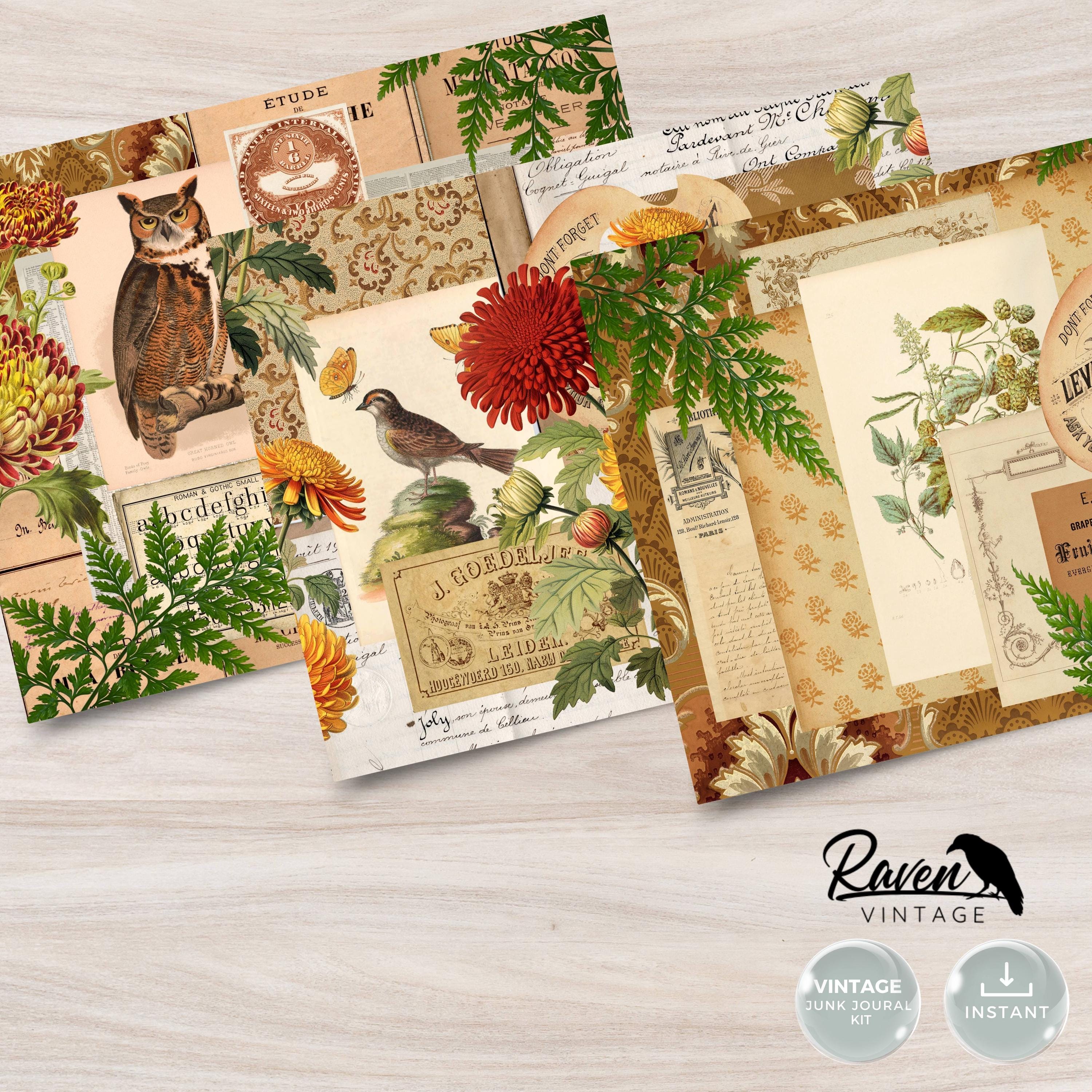 Let's Ask Autumn - Junk Journal Kit Printable Vintage Papers and ...
