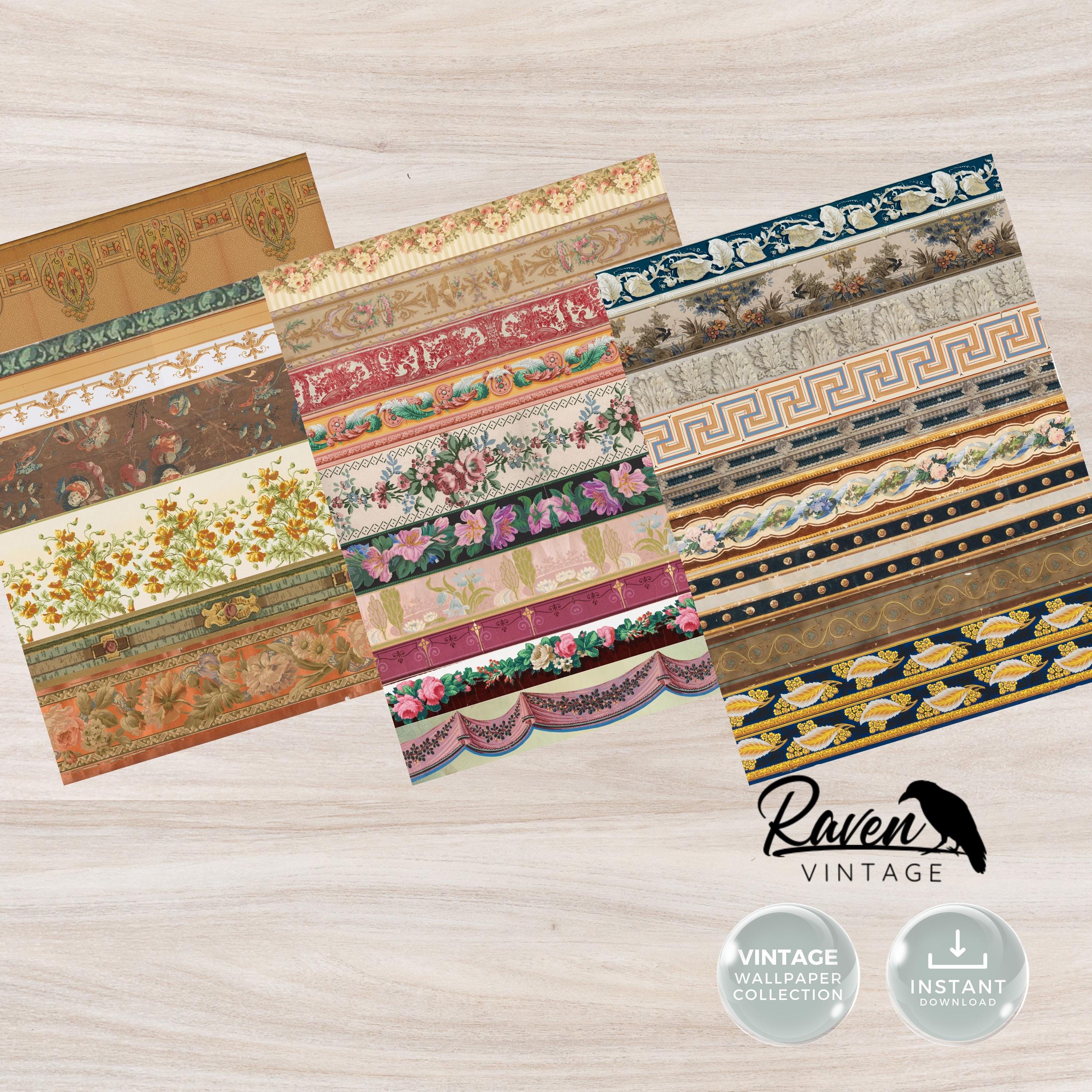 Wallpaper Borders - Authentic Vintage Wallpaper Printable Kit for Junk ...