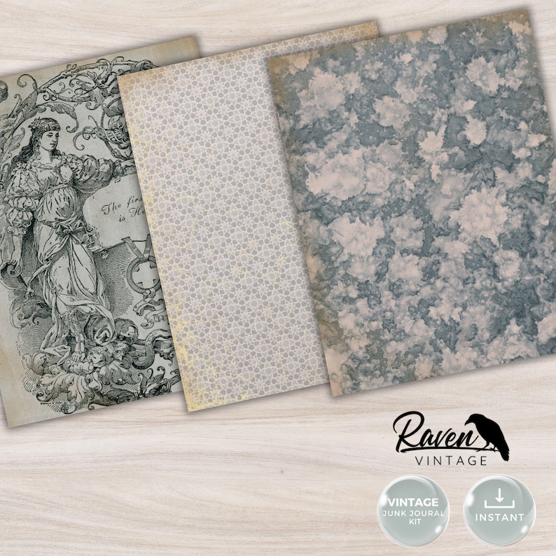 Journal Blue Basic Basic Journal Pages – Steely Blue: Vintage Junk Journal Printable Kit ...