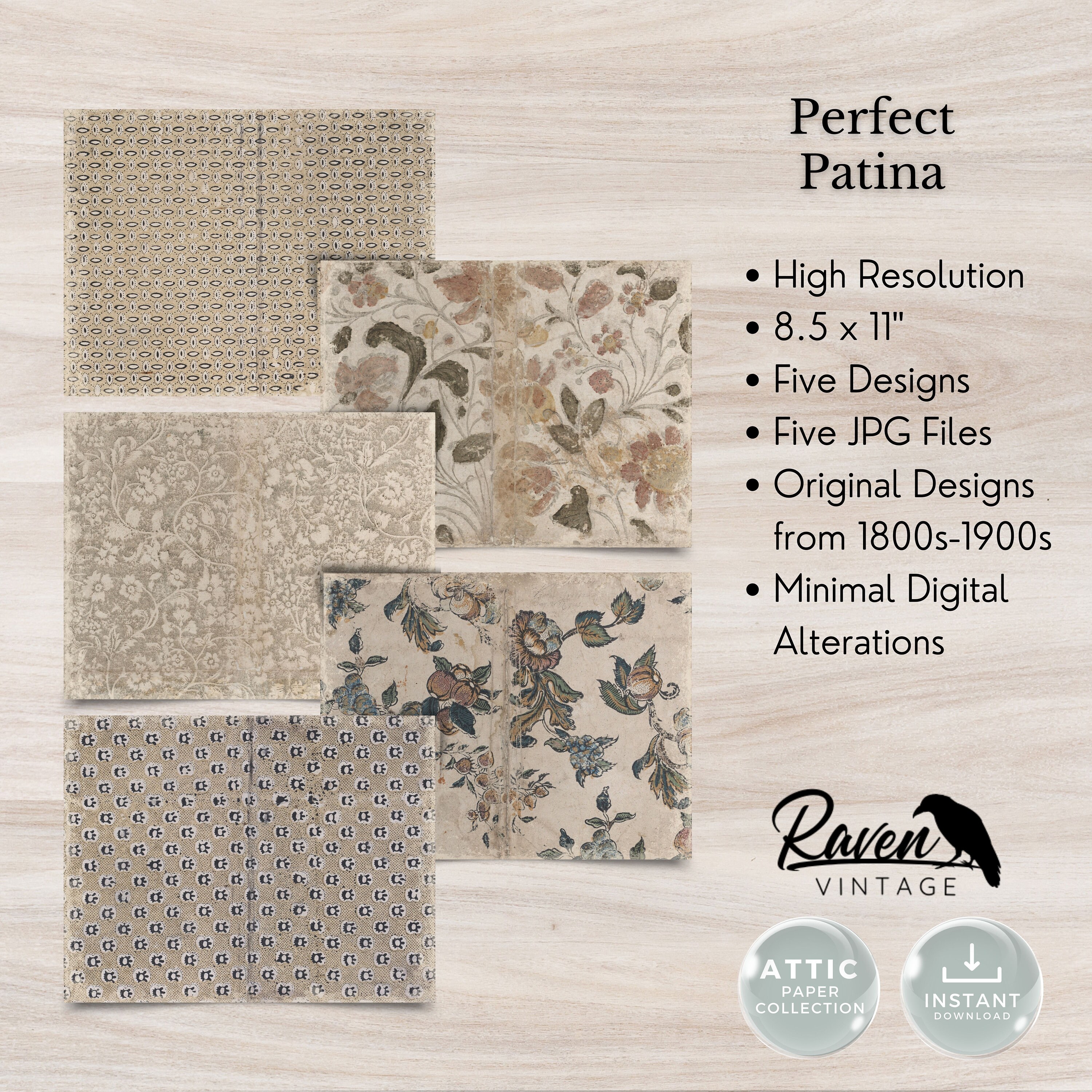 Attic Papers - 完璧なパティーナ - 1800年代初頭、印刷可能なジャンク