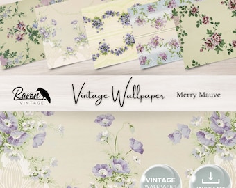 Merry Mauve - Authentic Vintage Wallpaper Printable Kit for Junk Journals & Crafts