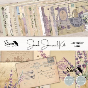 Lavender Lane Vintage afdrukbare Kit Digitale download Franse Ephemera Junk Journal Paper Craft Supply Pack vintage stijl achtergrondontwerp