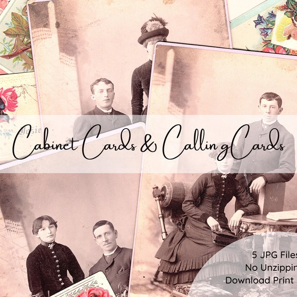 Pink Cabinet Cards and Calling Cards | Junk Journal Printable