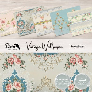 Kit numérique de papier peint vintage chérie pour Junk Journal, papier éphémère imprimable, collage floral shabby chic, téléchargement imprimable