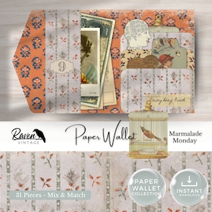 Coleção de carteiras de papel, bolso para diário de lixo, 28 peças, misture e combine, itens efêmeros, artesanato faça você mesmo, 11 x 8,5, combina com papéis do sótão - Marmalade Monday