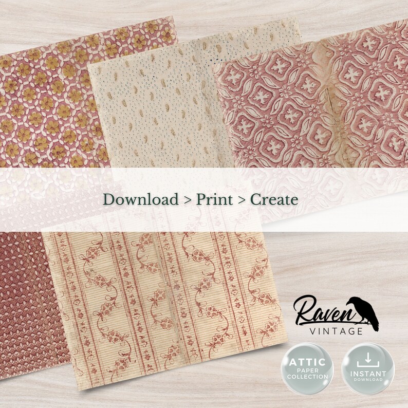 Attic Papers - RHUBARB PIE - Early 1800s, Printable Junk Journal Paper ...