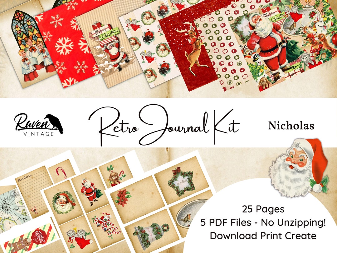 Retro Christmas Junk Journal Kit – Vintage Ephemera (digital Download ...