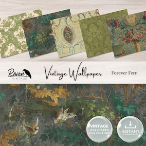 Für immer Fern Vintage Tapete Digital Kit für Junk Journal Printable Ephemera Papier Shabby Chic Floral Collage Printable Download