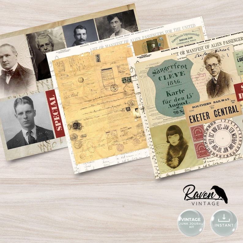 Travel Bug - Junk Journal Kit Printable Vintage Papers and Ephemera ...