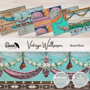 Royal Rose Vintage Wallpaper Digital Kit for Junk Journal Printable Ephemera Paper Shabby Chic Floral Collage Printable Download