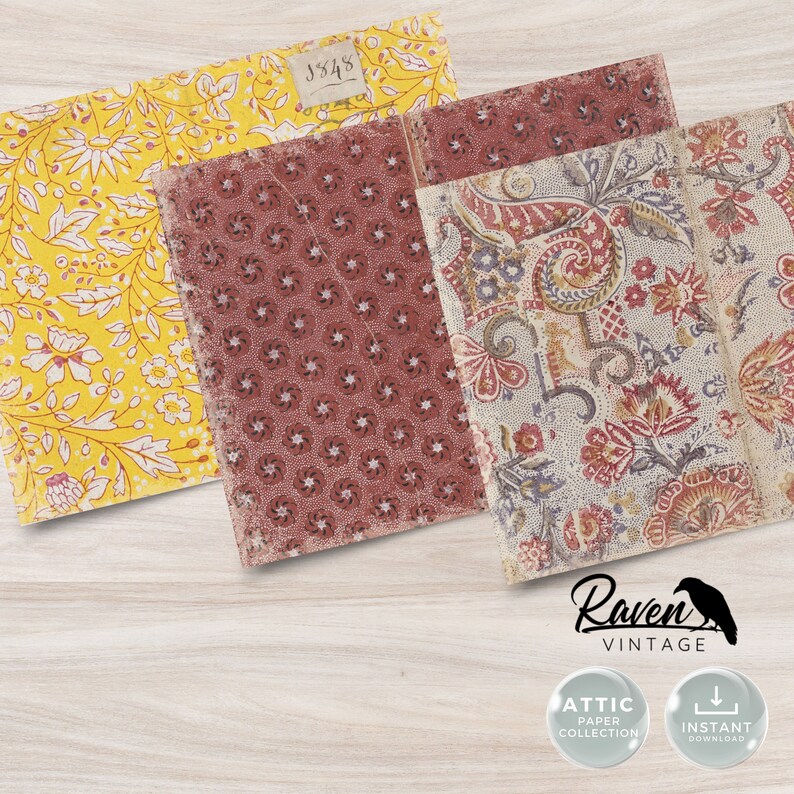 Attic Papers - LEMON CHERRY - Early 1800s, Printable Junk Journal Paper ...