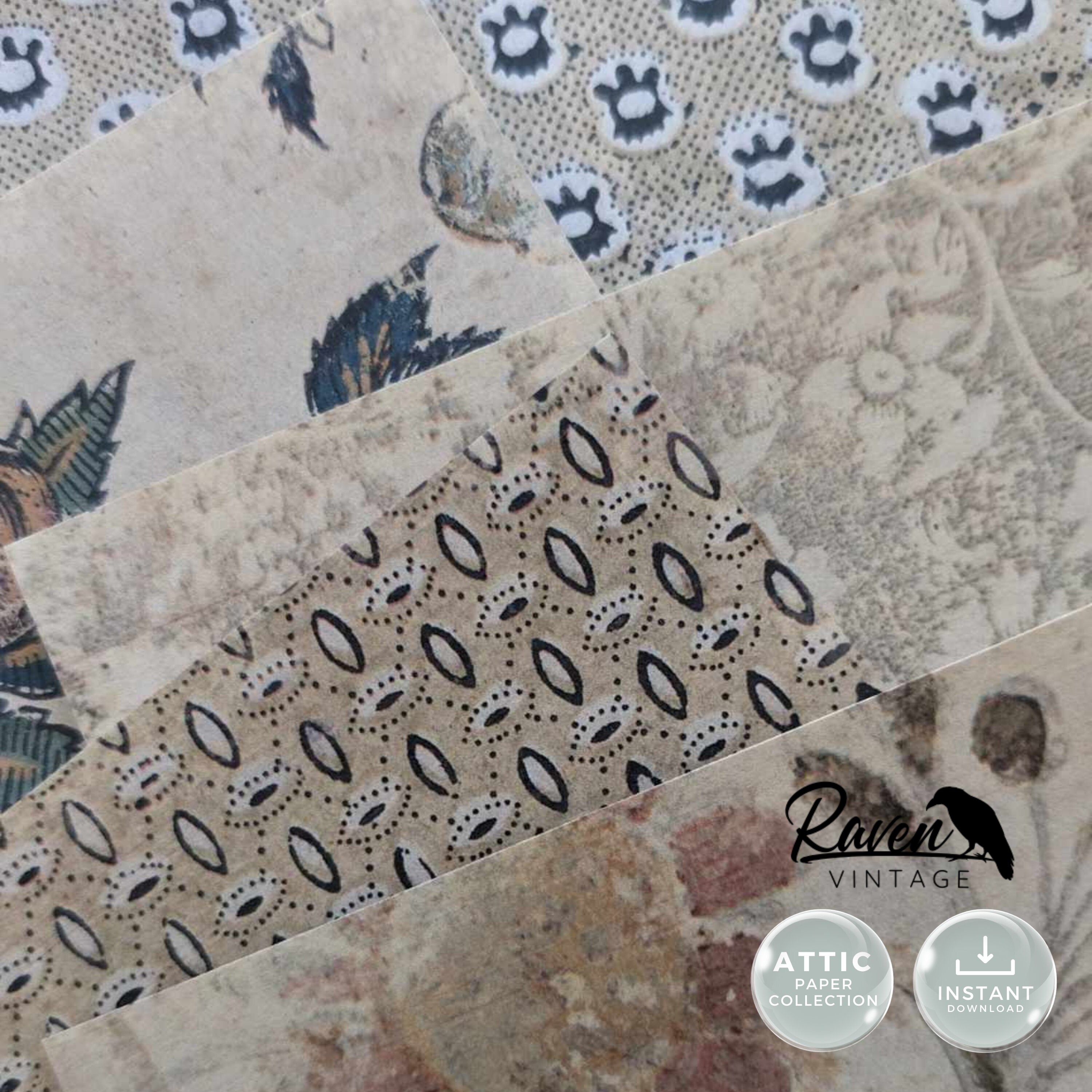 Attic Papers - 完璧なパティーナ - 1800年代初頭、印刷可能なジャンク