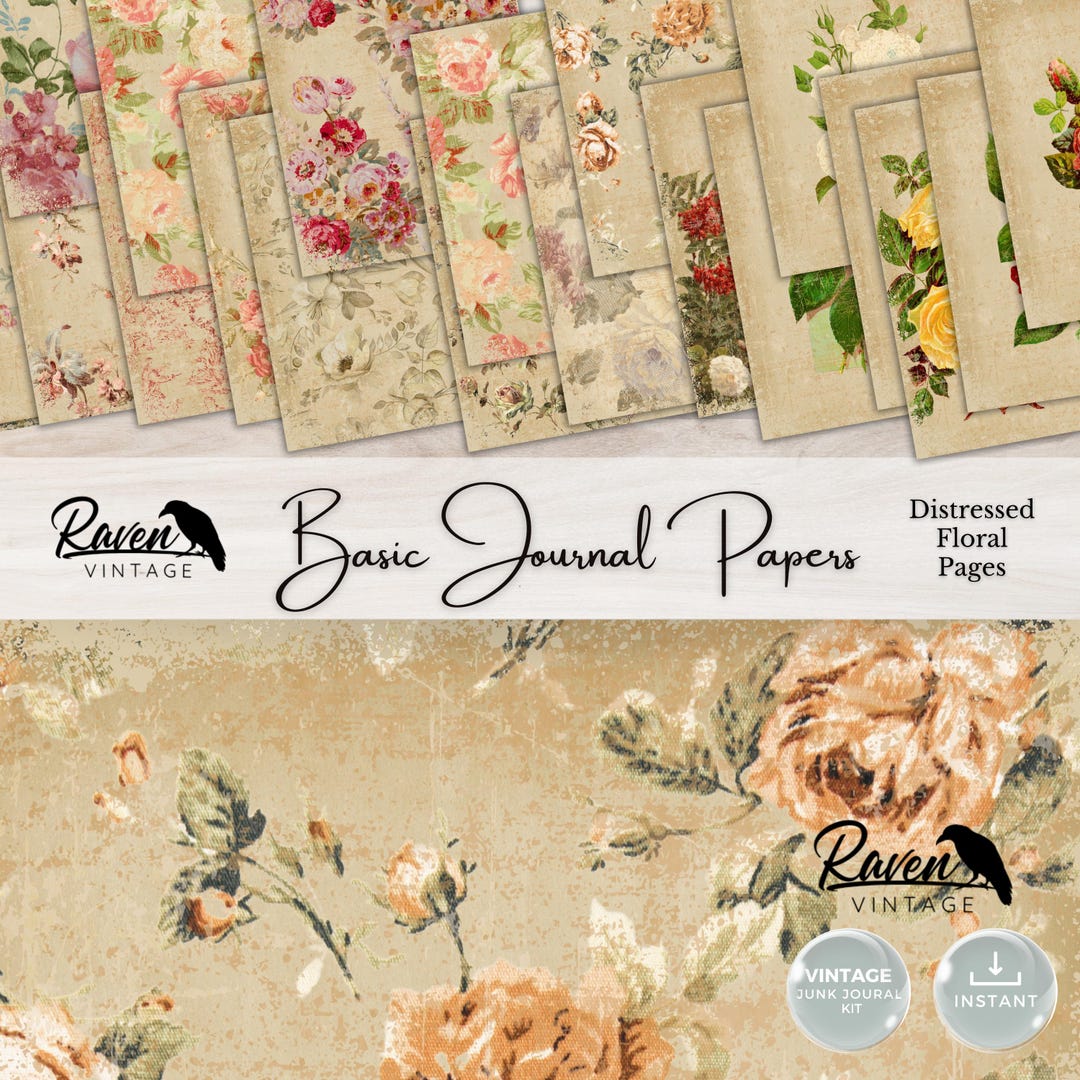 Basic Journal Pages – Distressed Florals: Vintage Junk Journal ...