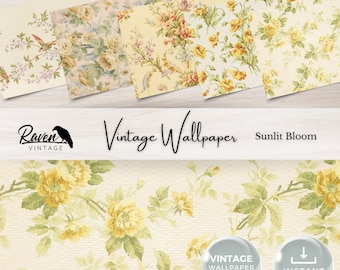 Sunlit Bloom - Authentic Vintage Wallpaper Printable Kit for Junk Journals & Crafts