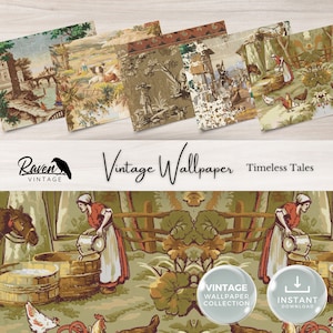 Kit digital de papel tapiz vintage de Timeless Tales para diario basura, papel efímero imprimible, collage floral Shabby Chic, descarga imprimible