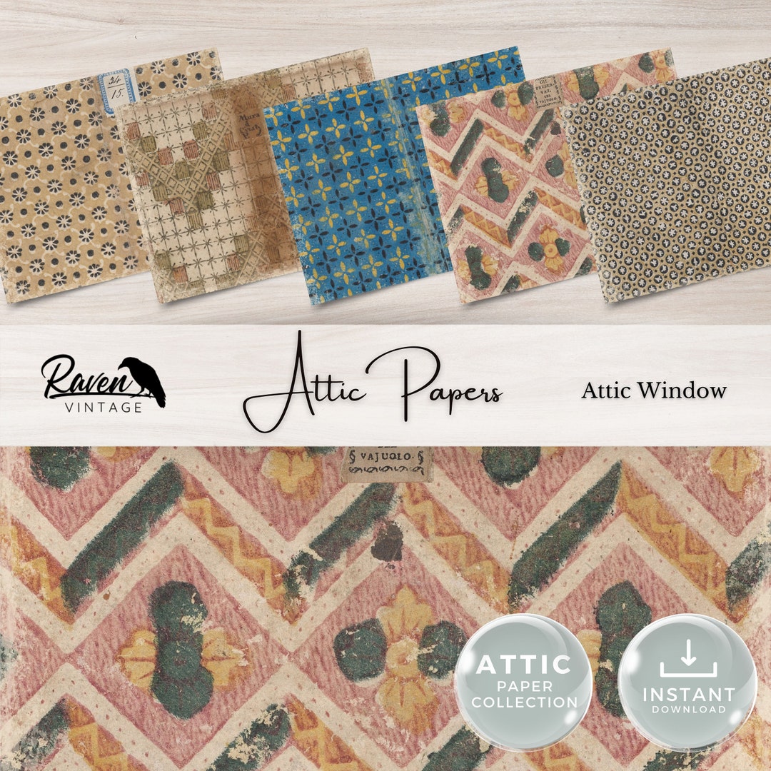 Attic Papers - ATTIC WINDOW - Early 1800s, Printable Junk Journal Paper ...