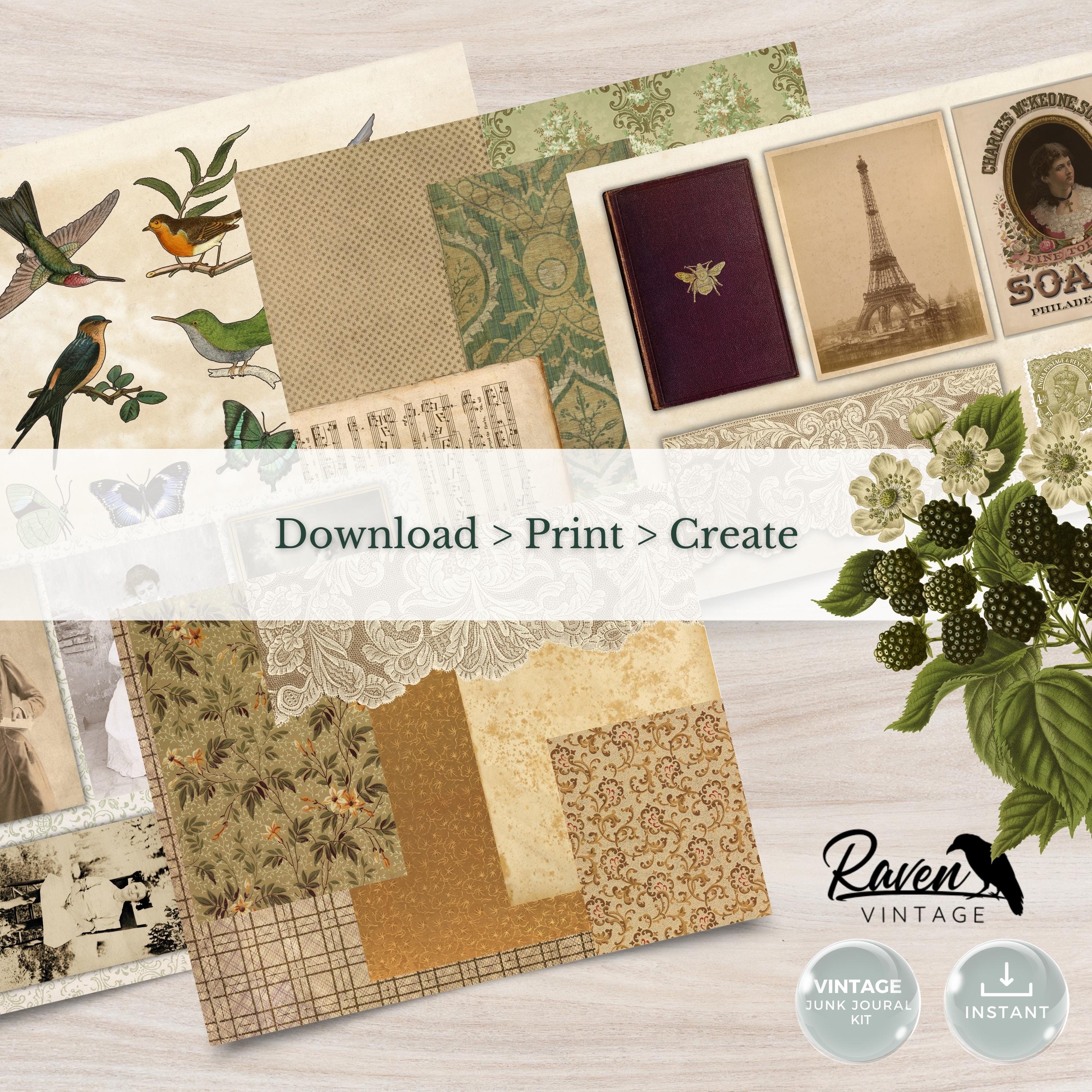 Heirloom Scrapbook - Junk Journal Kit Printable Vintage Papers and ...