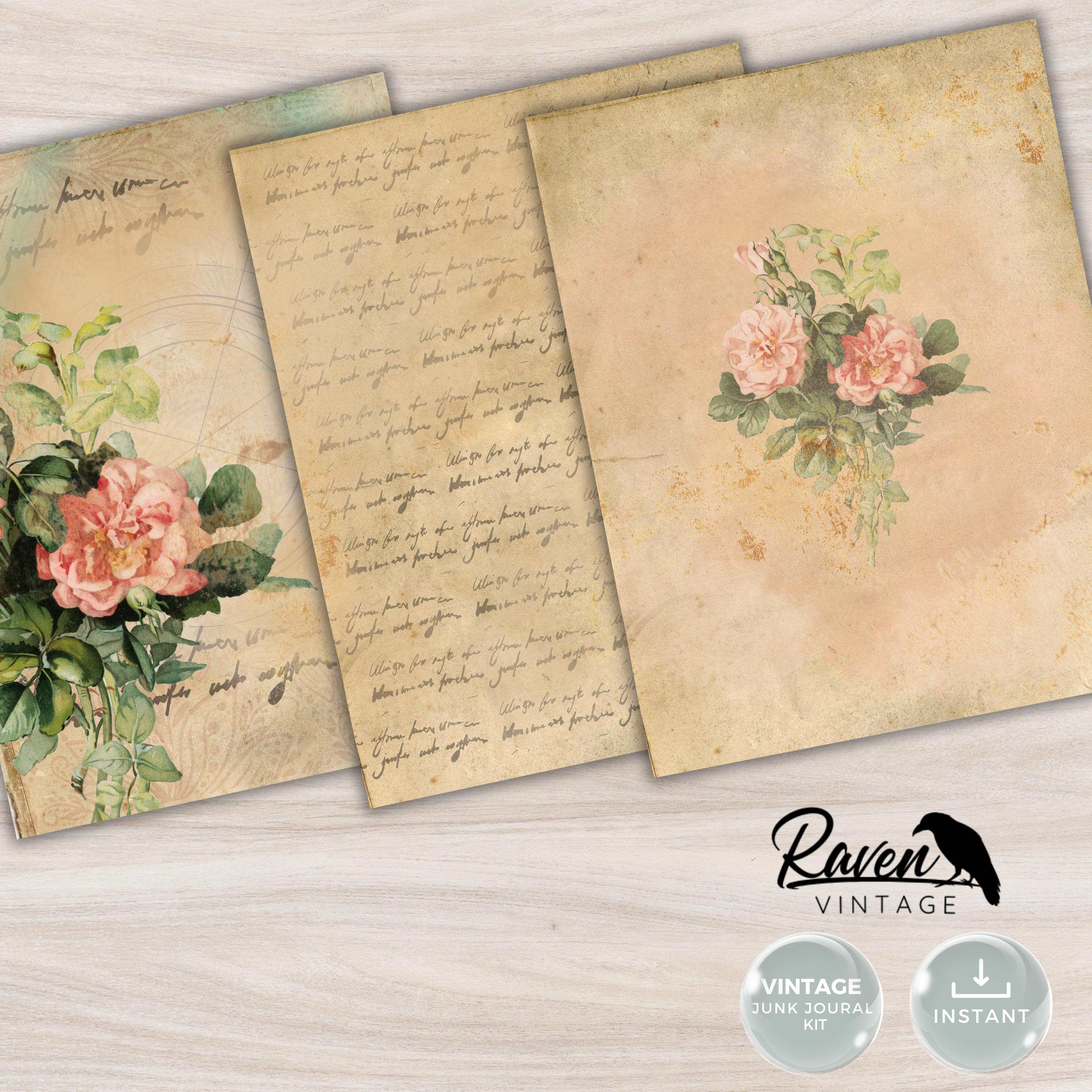 Shabby Rose - Junk Journal Kit Printable Vintage Papers and Ephemera - Etsy